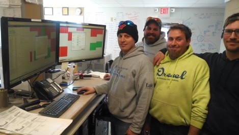 Rosie, Carl, Benson, and Pigeon in front of Drexel logistics.  Captures a picture of all materials delivered and time driver arrived at site. 